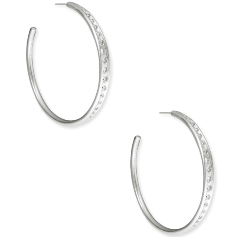🎉HP🎉✨NWT Kendra Scott Silver Selena Hoop Earrings✨ - Picture 8 of 13